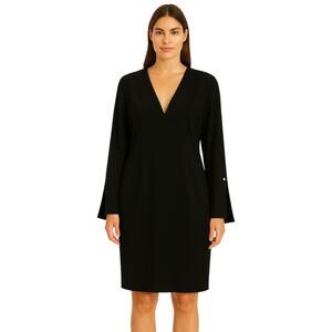 Tommy Hilfiger V-Neck Sheath Dress in Black – EUC Size 16